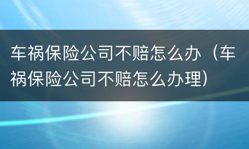 车祸保险公司不赔怎么办（车祸保险公司不赔怎么办理）