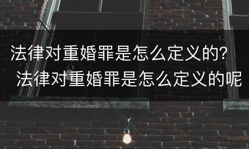 法律对重婚罪是怎么定义的？ 法律对重婚罪是怎么定义的呢