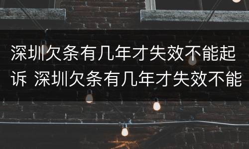 深圳欠条有几年才失效不能起诉 深圳欠条有几年才失效不能起诉了