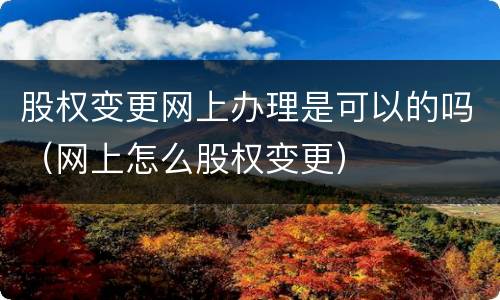 股权变更网上办理是可以的吗（网上怎么股权变更）
