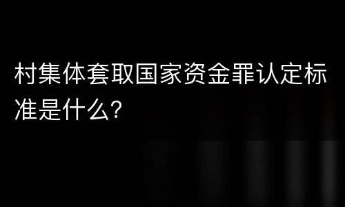 村集体套取国家资金罪认定标准是什么？