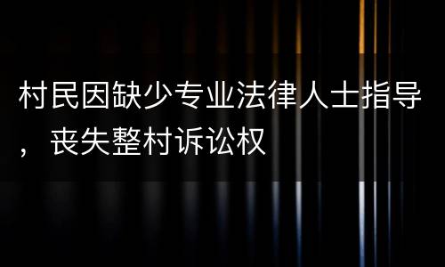 村民因缺少专业法律人士指导，丧失整村诉讼权