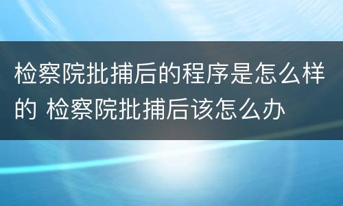 检察院批捕后的程序是怎么样的 检察院批捕后该怎么办