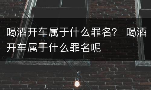 喝酒开车属于什么罪名？ 喝酒开车属于什么罪名呢