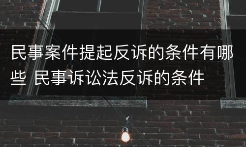 民事案件提起反诉的条件有哪些 民事诉讼法反诉的条件