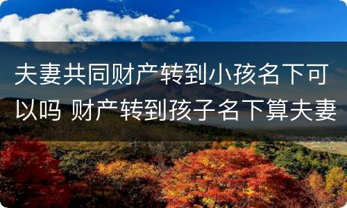 夫妻共同财产转到小孩名下可以吗 财产转到孩子名下算夫妻共同财产吗
