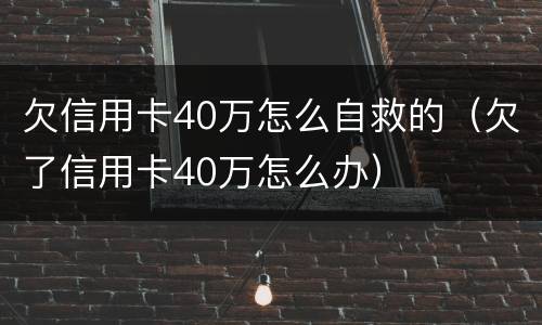 欠信用卡40万怎么自救的（欠了信用卡40万怎么办）