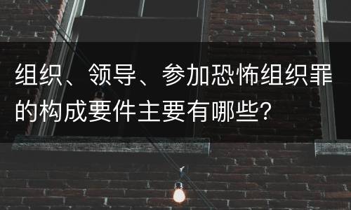 组织、领导、参加恐怖组织罪的构成要件主要有哪些？