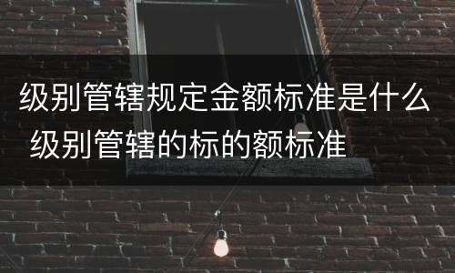 级别管辖规定金额标准是什么 级别管辖的标的额标准