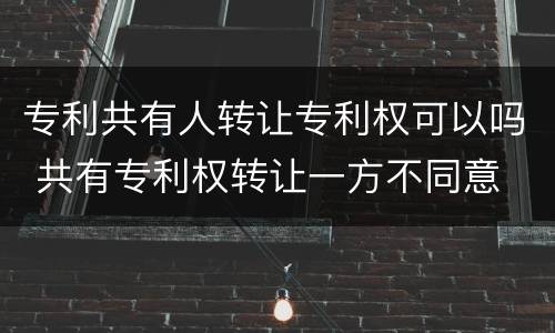 专利共有人转让专利权可以吗 共有专利权转让一方不同意