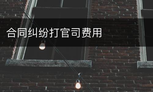 合同纠纷打官司费用