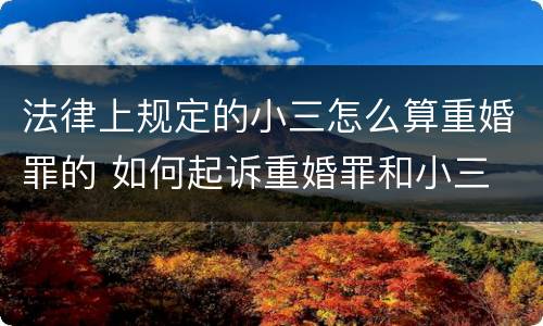 法律上规定的小三怎么算重婚罪的 如何起诉重婚罪和小三