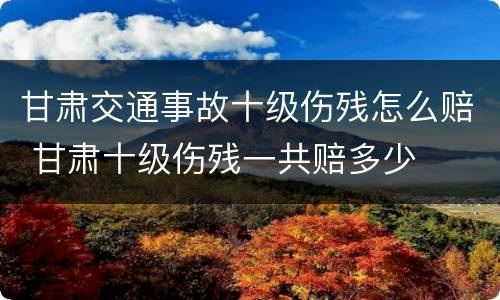 甘肃交通事故十级伤残怎么赔 甘肃十级伤残一共赔多少