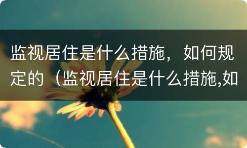 监视居住是什么措施，如何规定的（监视居住是什么措施,如何规定的呢）