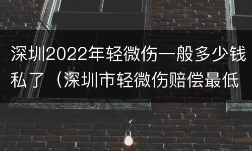 深圳2022年轻微伤一般多少钱私了（深圳市轻微伤赔偿最低是多少）