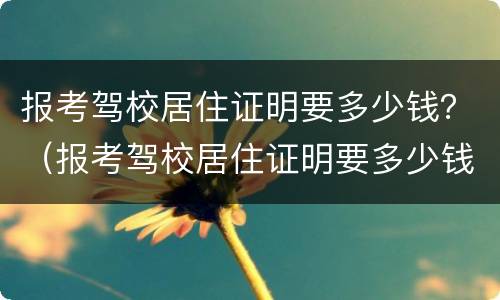 报考驾校居住证明要多少钱？（报考驾校居住证明要多少钱呢）