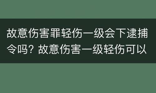 故意伤害罪轻伤一级会下逮捕令吗? 故意伤害一级轻伤可以取保吗