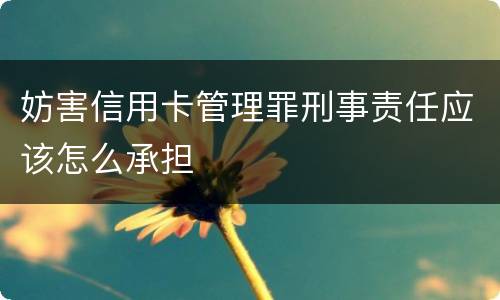 妨害信用卡管理罪刑事责任应该怎么承担
