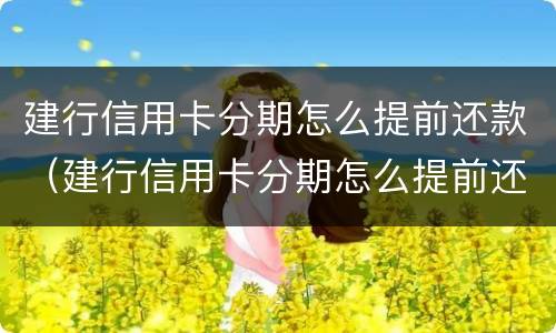 建行信用卡分期怎么提前还款（建行信用卡分期怎么提前还款最划算）