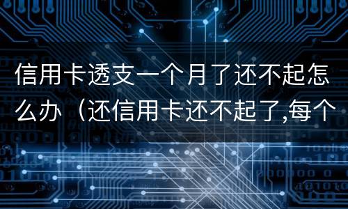 信用卡透支一个月了还不起怎么办（还信用卡还不起了,每个月还一点可以吗）