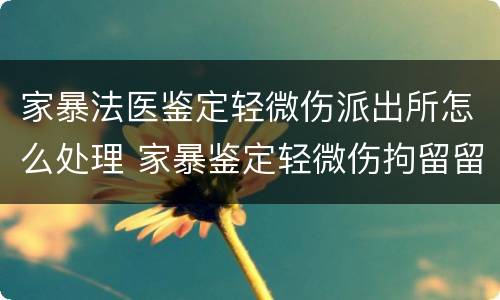 家暴法医鉴定轻微伤派出所怎么处理 家暴鉴定轻微伤拘留留案底吗?