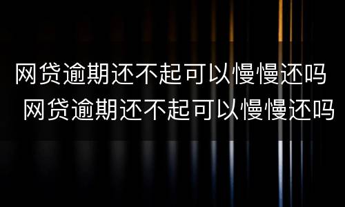 网贷逾期还不起可以慢慢还吗 网贷逾期还不起可以慢慢还吗怎么办