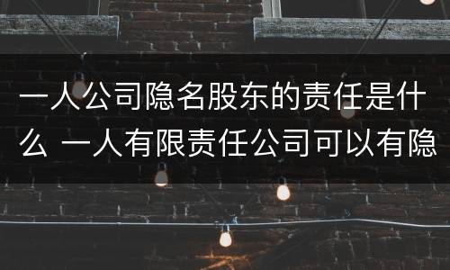 一人公司隐名股东的责任是什么 一人有限责任公司可以有隐名股东吗