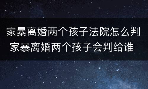 家暴离婚两个孩子法院怎么判 家暴离婚两个孩子会判给谁