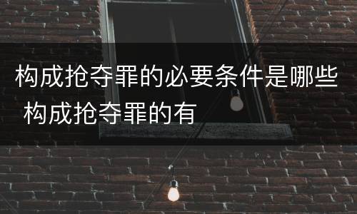 构成抢夺罪的必要条件是哪些 构成抢夺罪的有