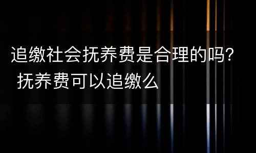 追缴社会抚养费是合理的吗？ 抚养费可以追缴么