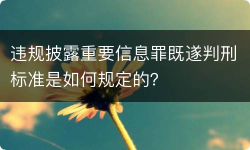 违规披露重要信息罪既遂判刑标准是如何规定的？