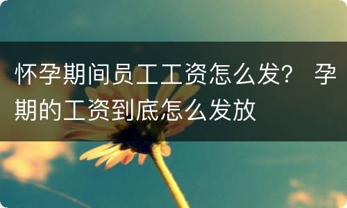 怀孕期间员工工资怎么发？ 孕期的工资到底怎么发放
