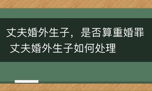 丈夫婚外生子，是否算重婚罪 丈夫婚外生子如何处理