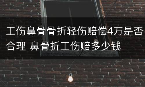 工伤鼻骨骨折轻伤赔偿4万是否合理 鼻骨折工伤赔多少钱