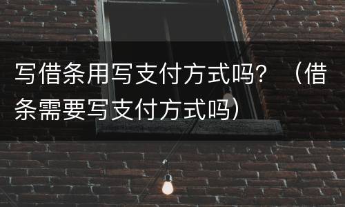 写借条用写支付方式吗？（借条需要写支付方式吗）
