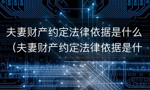 夫妻财产约定法律依据是什么（夫妻财产约定法律依据是什么意思）