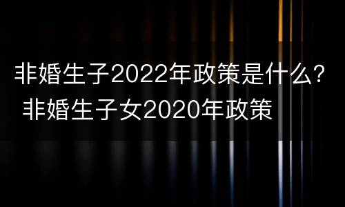 非婚生子2022年政策是什么？ 非婚生子女2020年政策