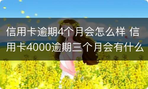 信用卡逾期4个月会怎么样 信用卡4000逾期三个月会有什么后果