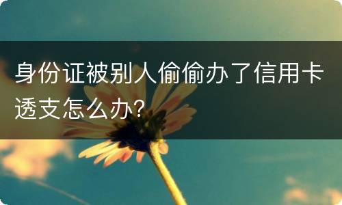 身份证被别人偷偷办了信用卡透支怎么办？