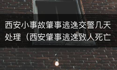 西安小事故肇事逃逸交警几天处理（西安肇事逃逸致人死亡）