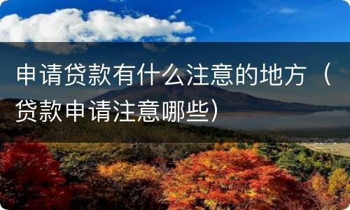 申请贷款有什么注意的地方（贷款申请注意哪些）