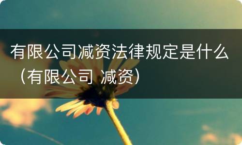 有限公司减资法律规定是什么（有限公司 减资）