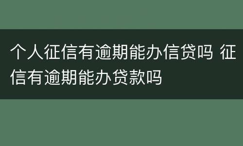 个人征信有逾期能办信贷吗 征信有逾期能办贷款吗