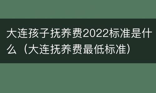大连孩子抚养费2022标准是什么（大连抚养费最低标准）