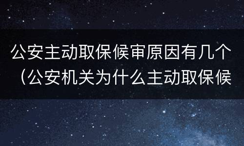 公安主动取保候审原因有几个（公安机关为什么主动取保候审）