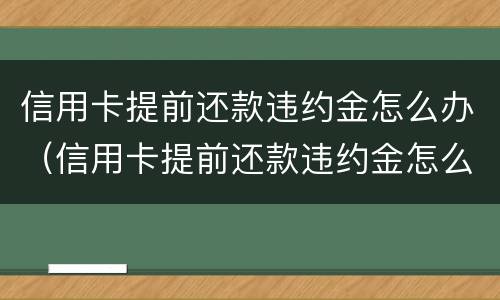 信用卡提前还款违约金怎么办（信用卡提前还款违约金怎么办理退回）