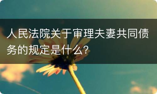 人民法院关于审理夫妻共同债务的规定是什么？