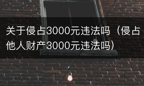 关于侵占3000元违法吗（侵占他人财产3000元违法吗）