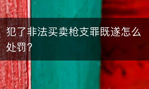 犯了非法买卖枪支罪既遂怎么处罚?