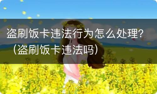 盗刷饭卡违法行为怎么处理？（盗刷饭卡违法吗）